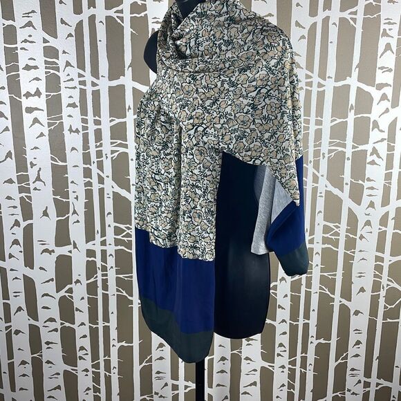 LOFT Reversible Floral Print / Grey Jersey Scarf - Picture 1 of 5